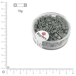 Rayher Rocaille Metallic dépoli dé - Anthracite - 3,4 mm x 15 g pas cher