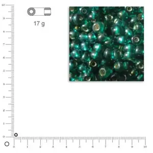 Rayher Rocailles rainbow intérieur argenté - Emeraude - Ø 2,6 mm x 17 g pas cher