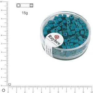 Rayher Rocaille Metallic dépoli dé - Turquoise - 3,4 mm x 15 g pas cher