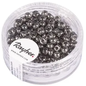 Rayher Perles de rocaille 4 mm Anthracite brillant pas cher