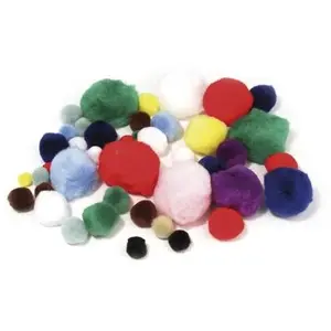 Rayher Pompons décoration, p. loisirs créatifs, 100 pces. 10-45mm ø coloré, 7657449 pas cher