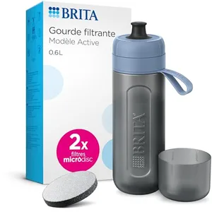 BRITA Bouteille Filtrante Active 0,6L Bleu Foncé Inclus 2 MicroDiscs pas cher
