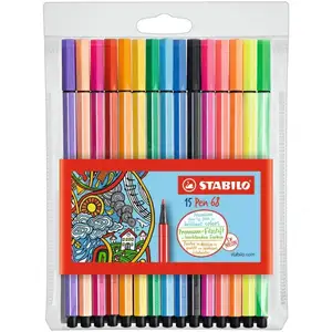 Comparateur de prix : Set de 15 feutres Stabilo Pen 68 dont 5 Fluorecentes