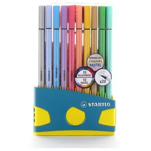 Comparateur de prix : Feutres de dessin - STABILO - Pen 68 - 20 feutres - 10 pastel - Boîtier turquoise