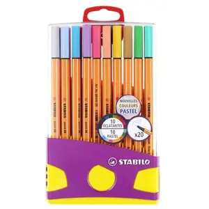 Comparateur de prix : Pochette de 20 stylos feutres Stabilo ColorParade Point 88 Pastel