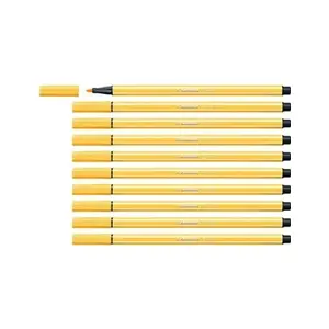 STABILO Lot de 3 Feutres de Dessin PEN 68 Pte ogive Moyenne 1 mm Jaune