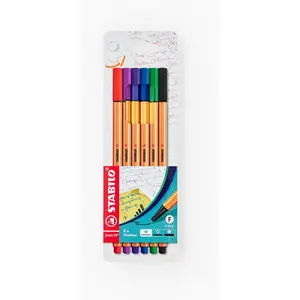 STABILO point 88 - Stylo feutre pointe fine - Pochette x 6 stylos fins - Coloris assortis pas cher
