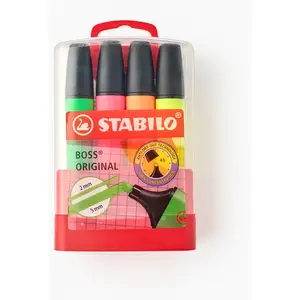 Surligneur Stabilo BOSS ORIGINAL - BOSSparade avec accroche comprenant 4 surligneurs pas cher