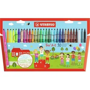 STABILO 30 feutres de coloriage Trio A-Z - dont 5 fluos - pointe moyenne