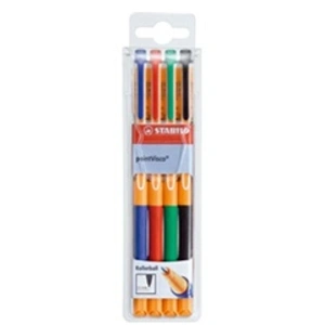 Stylo encre gel - STABILO pointVisco - pochette 4 stylos - noir/bleu/rouge/vert pas cher