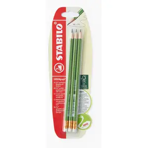 Comparateur de prix : STABILO GREEN - lot de 3 crayons graphite HB bout gomme
