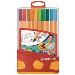 Stylos Feutre - STABILO - Point 88 - 20 Couleurs Assorties - Pointe Fine - Capuchon Ventilé
