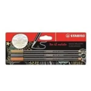 STABILO Newtons Blister de 3 feutres métallisés - pen 68 metallic - or, argent, cuivre pas cher