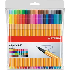 Comparateur de prix : Stylos-feutres pointe fine STABILO - Pochette x 40 - couleurs assorties