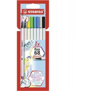 STABILO Etui de 12 feutres pinceau Pen 68 brush assortis