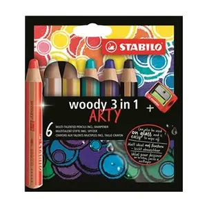 Comparateur de prix : Pack de 6 crayons multi-talents Stabilo Woody 3 en 1 Arty