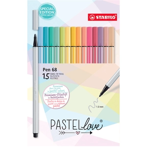 Comparateur de prix : Feutres dessin STABILO Pen 68 Pastellove - Set de 15 feutres pastel