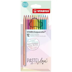 STABILO Crayon de couleur aquacolor PASTELlove, étui de 12