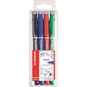 STABILO Pochette 4 Feutres Staiblo Sensor Pointe fine 0,3mm Assortiment classique pas cher