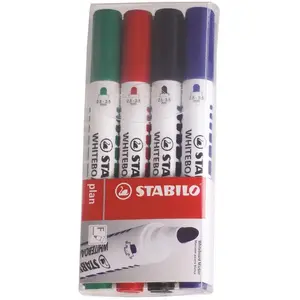STABILO Plan - Pochette de 4 Marqueurs Effaçable à Sec - Coloris Assortis (Pointe Ogive) pas cher