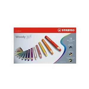 Comparateur de prix : Crayons de couleur - STABILO - Woody 3in1 - Lot de 18 - Aquarellables - Taille-crayon inclus