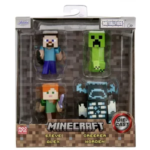Jada Minecraft Set de figurines en métal Steve Alex Creeper Warden 6 cm