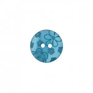 Non communiqué Bouton rond Fleurs 15mm 2 trous - Prym(...) - Bleu Turquoise