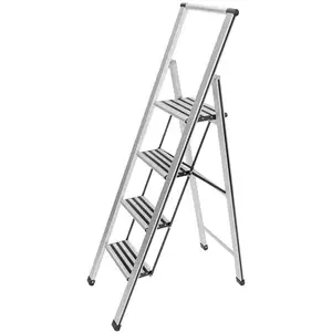 Comparateur de prix : Escabeau pliable en aluminium - WENKO - 4 marches - Capacité 150 kg