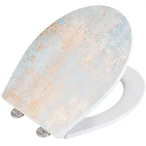 Comparateur de prix : WENKO Abattant WC Antibactérien AGATE finition dorée - Frein de Chute, Nettoyage facile avec Fixation amovible - Duroplast