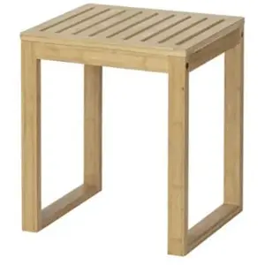Tabouret salle de bains Wenko Bambusa en bambou l.40 x P.30 x H.46 cm