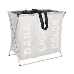 Wenko Panier à linge 3 compartiments - Wenko - Beige pas cher