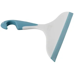 WENKO Raclette de douche, raclette salle de bain, avec crochet de suspension, Loano, Plastique, L23x17 cm, Bleu pas cher