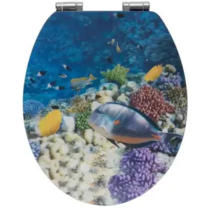 Comparateur de prix : Abattant WC - WENKO - Poisson 3D - MDF - 38x45 cm - Multicolore
