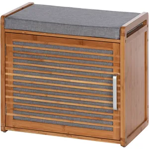 Comparateur de prix : Wenko Banc armoire de salle de bain en bambou bahari - l. 50 x h. 45 cm - gris