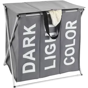WENKO Panier à linge 3 compartiments Trio Top, panier linge sale avec ... pas cher