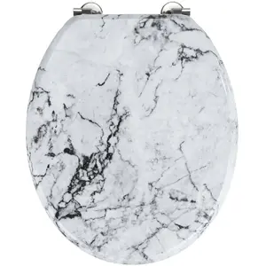 Comparateur de prix : WENKO Abattant Onyx Siège de WC avec fixation en acier inox Blanc