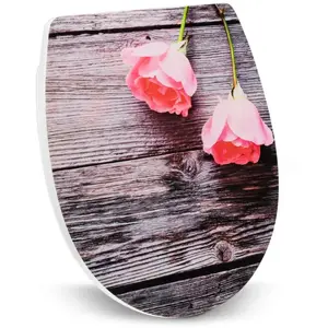 WENKO Abattant WC Rose sur Bois, Brillant Multicolore > 3 Couleurs pas cher
