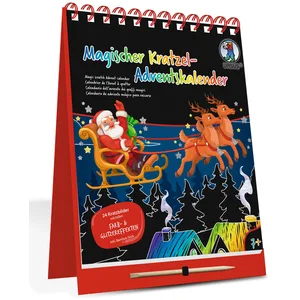 Ursus 24890000F Calendrier de l'Avent magique griffoir avec 24 motifs griffoirs et chiffres de l'Avent à colorier env. 16,5 x 21 cm avec bâton en bois Multicolore, ColoréVendu paramazon