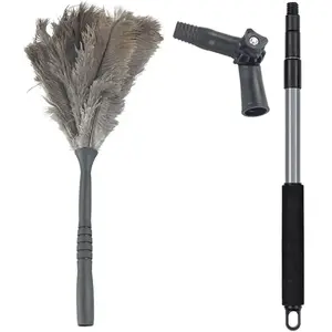 Plumeau en plumes d'autruche avec manche télescopique pliable 122 cm W... pas cher