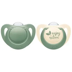 NUK Sucettes For Nature silicone 6-18 mois vert/crème lot de 2Vendu paramazon