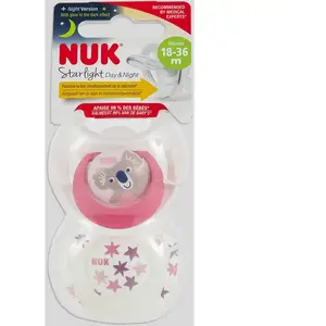 Nuk Sucette Starlight Silicone +18m Koala Rose Étoiles Lot de 2 pas cher