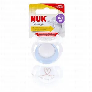 Nuk 2 Sucettes STARLIGHT 0-2m Bleu pas cher