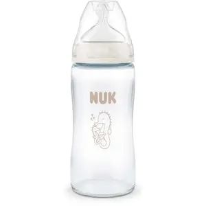 NUK First Choice - Biberon 1er âge 0-6mois 240ml blanc feuilles pas cher