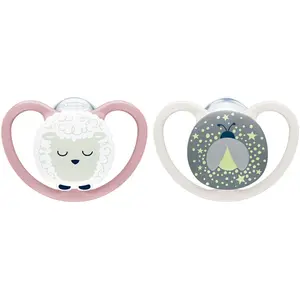 NUK Space Night Sucettes perfectionnées 0-6 mois x2 rose