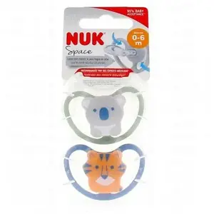 Nuk Sucette Physiologique Silicone Space +0m Pingouin Renard Lot de 2 pas cher