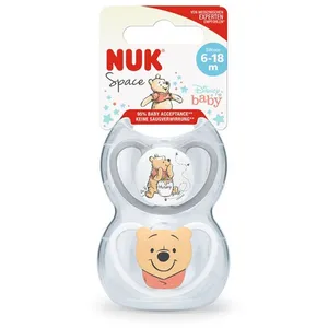 Comparateur de prix : NUK Lot De 2 Sucettes Physiologiques 6-18 Mois Space Winnie - Gris