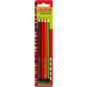 Comparateur de prix : HERLITZ Lot de 4 crayons papier, hexagonal, assorti dureté H, HB, B et 2B