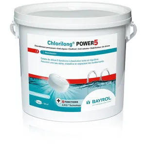 Comparateur de prix : Bayrol Chlore lent 5 fonctions galet 5kg chlorilong power 5