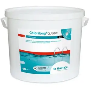 Chlore Bayrol Chlorilong Classic Bloc 500 g Traitement d eau - 10 kg - pas cher