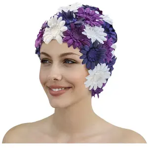 Comparateur de prix : Bonnet de bain - FASHY - 3454 - Nylon - Fleurs décoratives - Violet